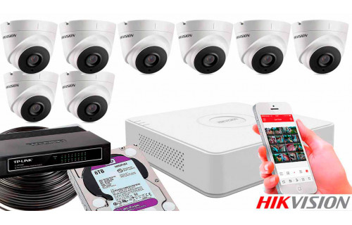 Комплект видеонаблюдения на 8 камер для помещения 2mp IP